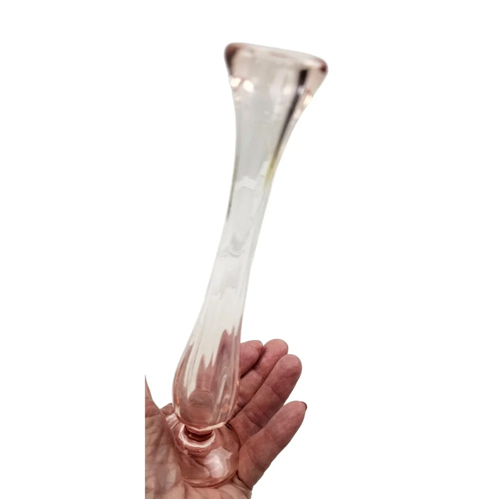 Vintage Pink Depression Glass Bud Vase Fluted 8.25 Inch Mid Century Decor